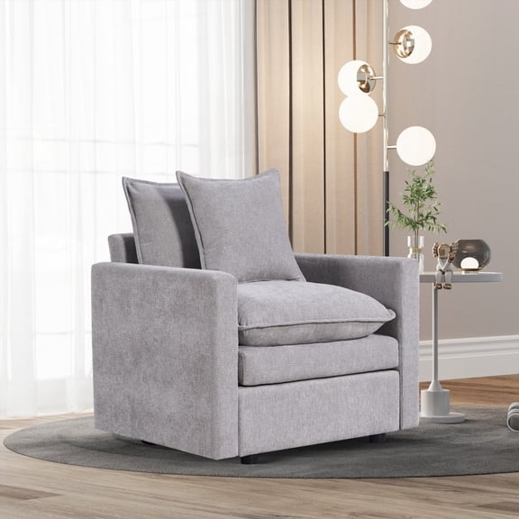 Modern Chenille Fabric Single Sofa 33.07"*29.53"*35.04" with Solid Wood Frame