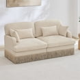 thumbnail image 1 of Comfy Chenille Leopard Print Loveseat Sofa, Modern Modular Sectional Couch with Delicate Tassel Edge, Ergonomic Deep Seat Design, Easy Assembly Fashion Furniture for Living Room,Beige, 1 of 12
