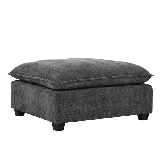 Comfy Cloud Couch Sectional: 4-Seat Chenille Sofa Sleeper in Grey with 2 Ottomans & Throw Pillows for Luxurious Living Room Lounging & Deep Seat Comfort.