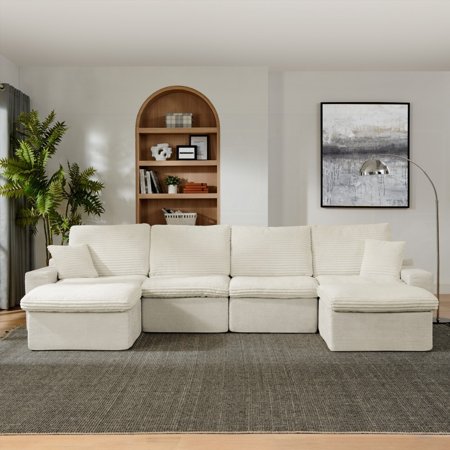 Comfy Cloud Sectional Couch with Deep Seat,U Shaped Modern Modular Sofa,Beige