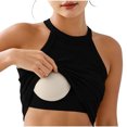thumbnail image 1 of Comfy Comfy Boutique Halter Neck Built in Bra Tank Top - Ribbed Viscose Crop Cami - Fixed Padded Brami for Women, 1 of 7