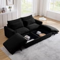 thumbnail image 1 of Comfy Corduroy Sectional Couches for Living Room,Modern Corduroy Couch with Pillows and Round Armrests,Sleeper Couches with 2 Storage Ottoman,Black,2-Seat, 1 of 7