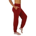 thumbnail image 1 of Comfy Cotton Elastic Waist Sweatpants Sports Gym Joggers Pants with Pockets Womens Activewear Casual Loungewear (2XL, Red), 1 of 7