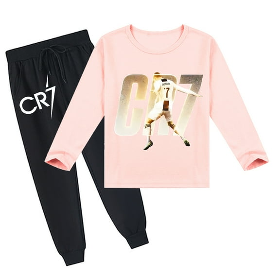 Comfy Cristiano Ronaldo Boys Girls ' Long Sleeve T-shirt and Pant Set, Unisex, Breathable, Autumn Season