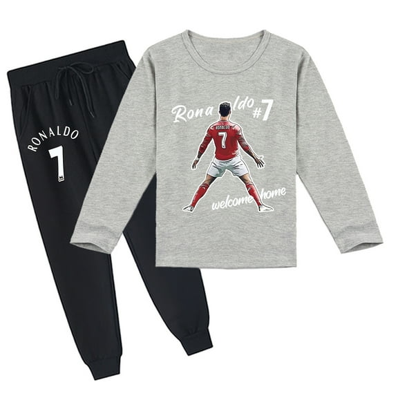 Comfy Cristiano Ronaldo Kids' Long Sleeve T-shirt and Pant Outfit, Unisex, Breathable, Autumn Ready
