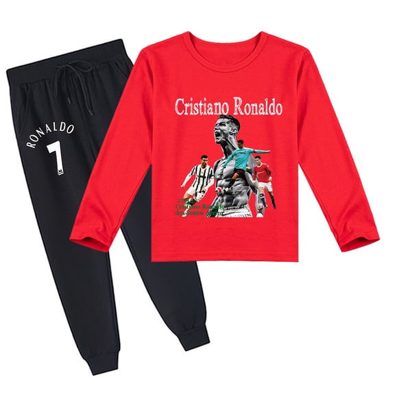 Comfy Cristiano Ronaldo Kids' Long Sleeve T-shirt and Pant Set, Unisex, Breathable, Spring Autumn Prints
