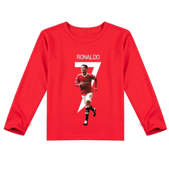 Comfy Cristiano Ronaldo Long Sleeve T-shirt for Boys and Girls, Printed for Seasonal Fashion