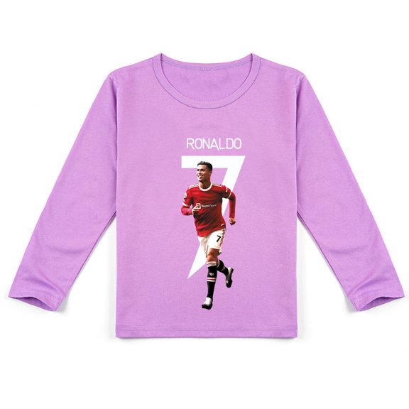 Comfy Cristiano Ronaldo Long Sleeve T-shirt for Boys and Girls, Printed for Seasonal Fashion