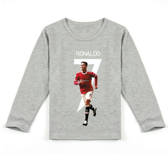 Comfy Cristiano Ronaldo Long Sleeve T-shirt for Boys and Girls, Printed for Seasonal Fashion