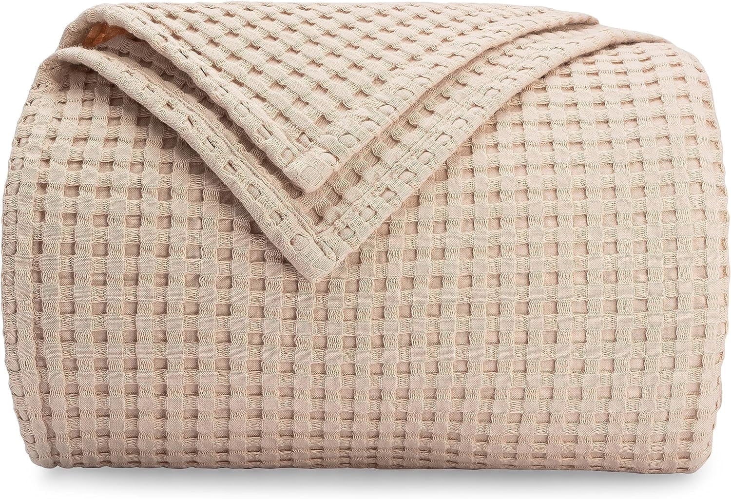 Comfy Cubs 100% Cotton Waffle Weave Blanket - Soft Lightweight Blankets (Blush, 90" X 66")