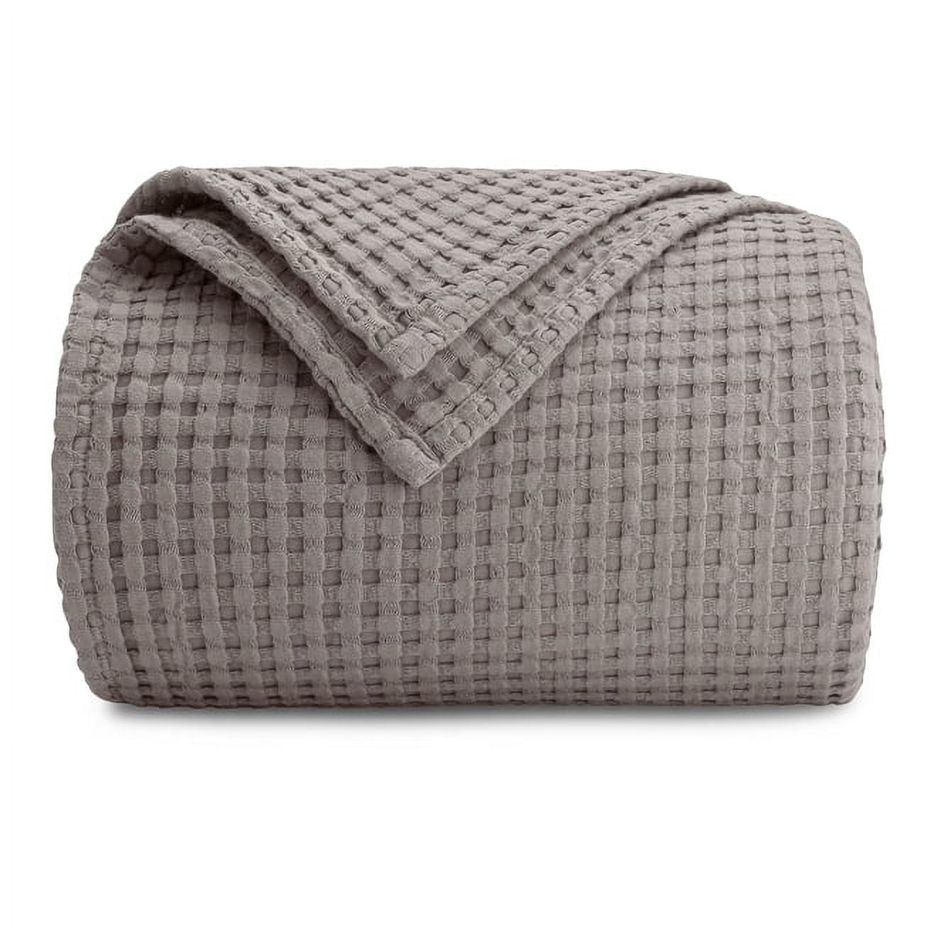 Comfy Cubs 100% Cotton Waffle Weave Blanket - Soft Lightweight Blankets (Charcoal, 90" X 90")