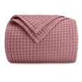 thumbnail image 1 of Comfy Cubs 100% Cotton Waffle Weave Blanket - Soft Lightweight Blankets (Mauve, 90" X 90"), 1 of 8