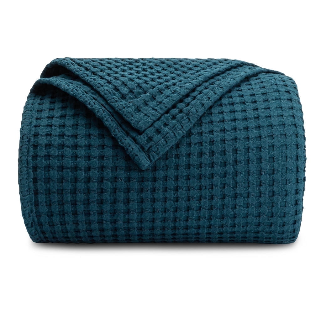 Comfy Cubs 100% Cotton Waffle Weave Blanket - Soft Lightweight Blankets (Neptune, 50" X 60")