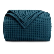 Comfy Cubs 100% Cotton Waffle Weave Blanket - Soft Lightweight Blankets (Neptune, 50" X 60")