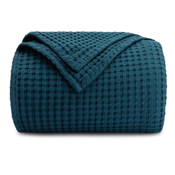 Comfy Cubs 100% Cotton Waffle Weave Blanket - Soft Lightweight Blankets (Neptune, 50" X 60")
