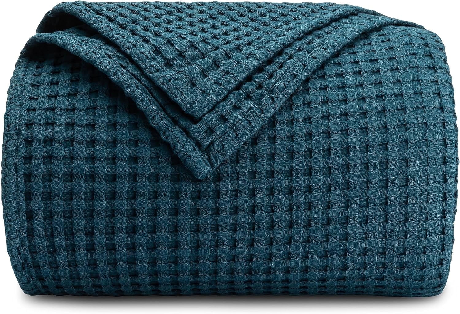 Comfy Cubs 100% Cotton Waffle Weave Blanket - Soft Lightweight Blankets (Neptune, 90" X 66")