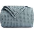 thumbnail image 1 of Comfy Cubs 100% Cotton Waffle Weave Blanket - Soft Lightweight Blankets (Pacific Blue, 90" X 90"), 1 of 6