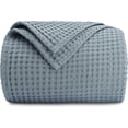 thumbnail image 1 of Comfy Cubs 100% Cotton Waffle Weave Blanket - Soft Lightweight Blankets (Pacific Blue, 90" X 90"), 1 of 7