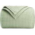 thumbnail image 1 of Comfy Cubs 100% Cotton Waffle Weave Blanket - Soft Lightweight Blankets (Sage, 90" X 90"), 1 of 7