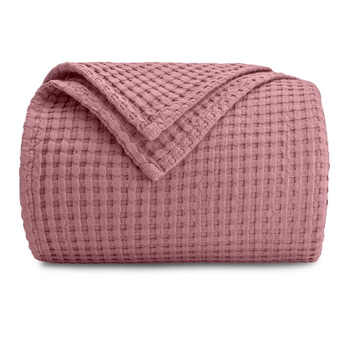 Mauve Queen Cotton Waffle Weave Throw Blanket