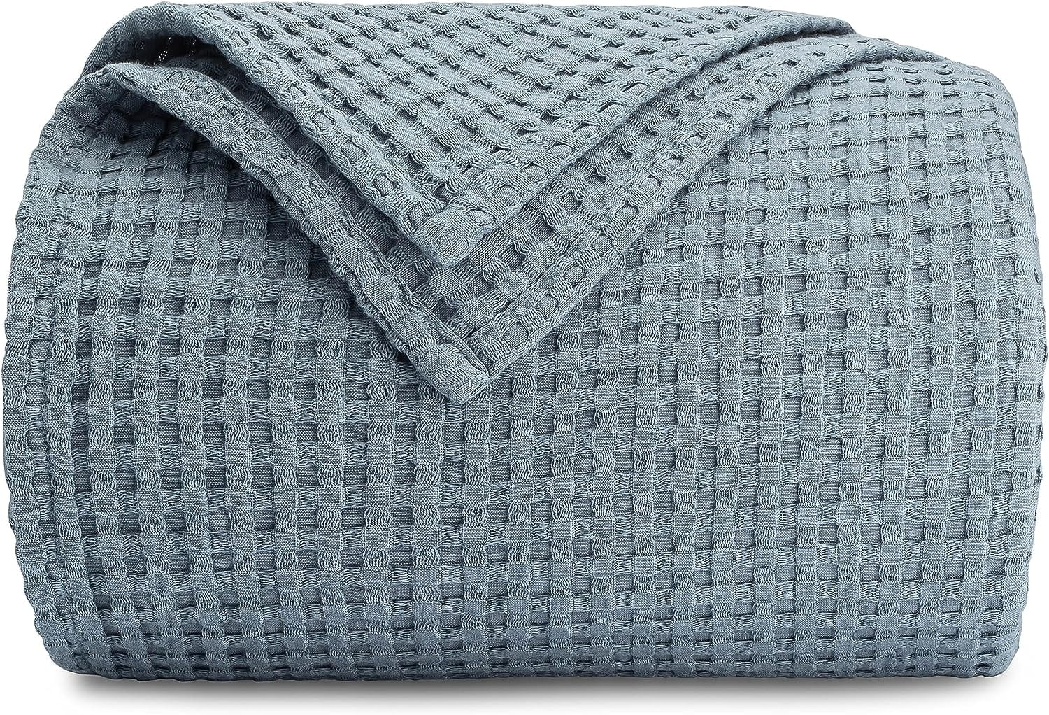 Pacific Blue Cotton Waffle Weave Throw Blanket 50" x 60"