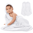thumbnail image 1 of Comfy Cubs 2 Pack Baby Hooded 9 Layer Muslin Cotton Towel for Kids, Large 32” x 32”, Ultra Soft, Warm, and Absorbent. Baby Essentials Bath Towels, Cute Unisex Cover for Girls and Boys (2 Pack, White), 1 of 6