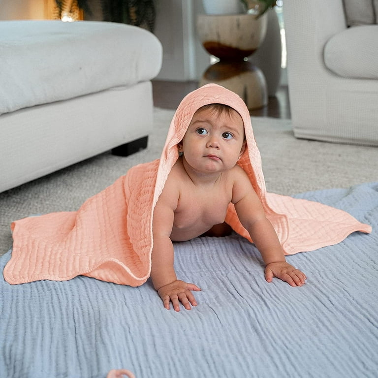 Comfy Cubs 2 Pack Baby Hooded 9 Layer Muslin Cotton Towel for Kids Large 32 x 32