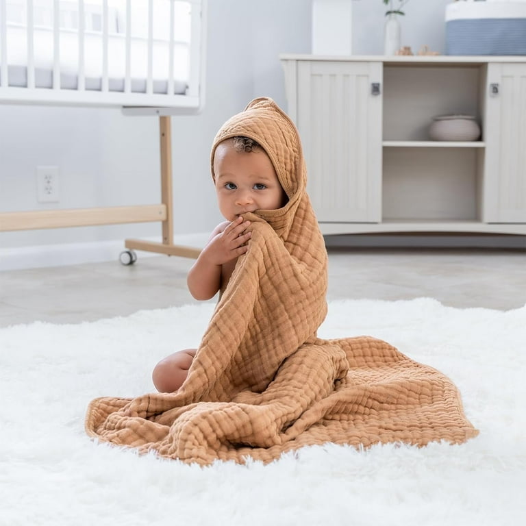 Comfy Cubs 2 Pack Baby Hooded 9 Layer Muslin Cotton Towel for Kids Large 32 x 32