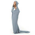 thumbnail image 1 of Comfy Cubs Adult Hooded Towel Large, 58" x 58" - Muslin Cotton Wearable Blanket, Pacific Blue, 1 of 8
