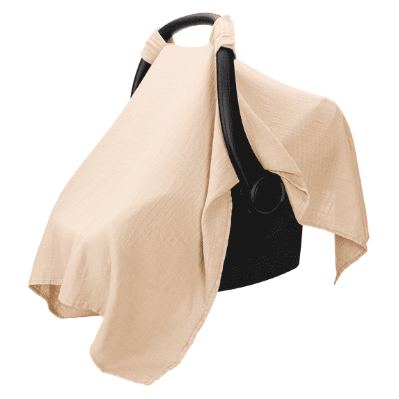 Comfy Cubs Baby Car Seat Cover - Soft, Breathable & Lightweight Large Car Seat Canopy, Cream