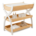 thumbnail image 1 of Comfy Cubs Baby Changing Table with Two Open Shelves for Storage - Natural Wood with White Legs, 1 of 7