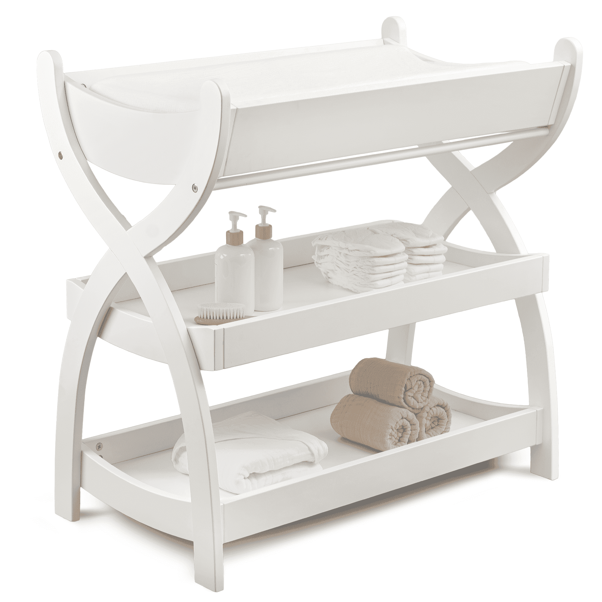 Comfy Cubs Baby Changing Table with Two Open Shelves for Storage - White