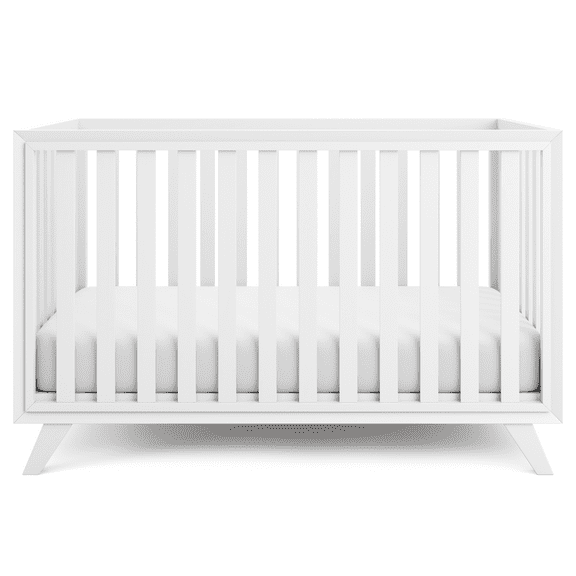 Comfy Cubs Baby Crib for 0-3, Adjustable Mattress Height, All White