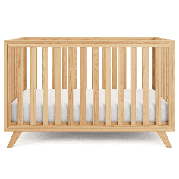 Comfy Cubs Baby Crib for 0-3, Adjustable Mattress Height, Natural Wood