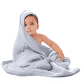 thumbnail image 1 of Comfy Cubs Baby Hooded 9 Layer Muslin Cotton Towel for Kids, Large 32” x 32”, Ultra Soft and Absorbent. Baby Essentials Bath Towels, Cute Unisex Cover for Girls and Boys (Pack of 1, Slate Grey), 1 of 6
