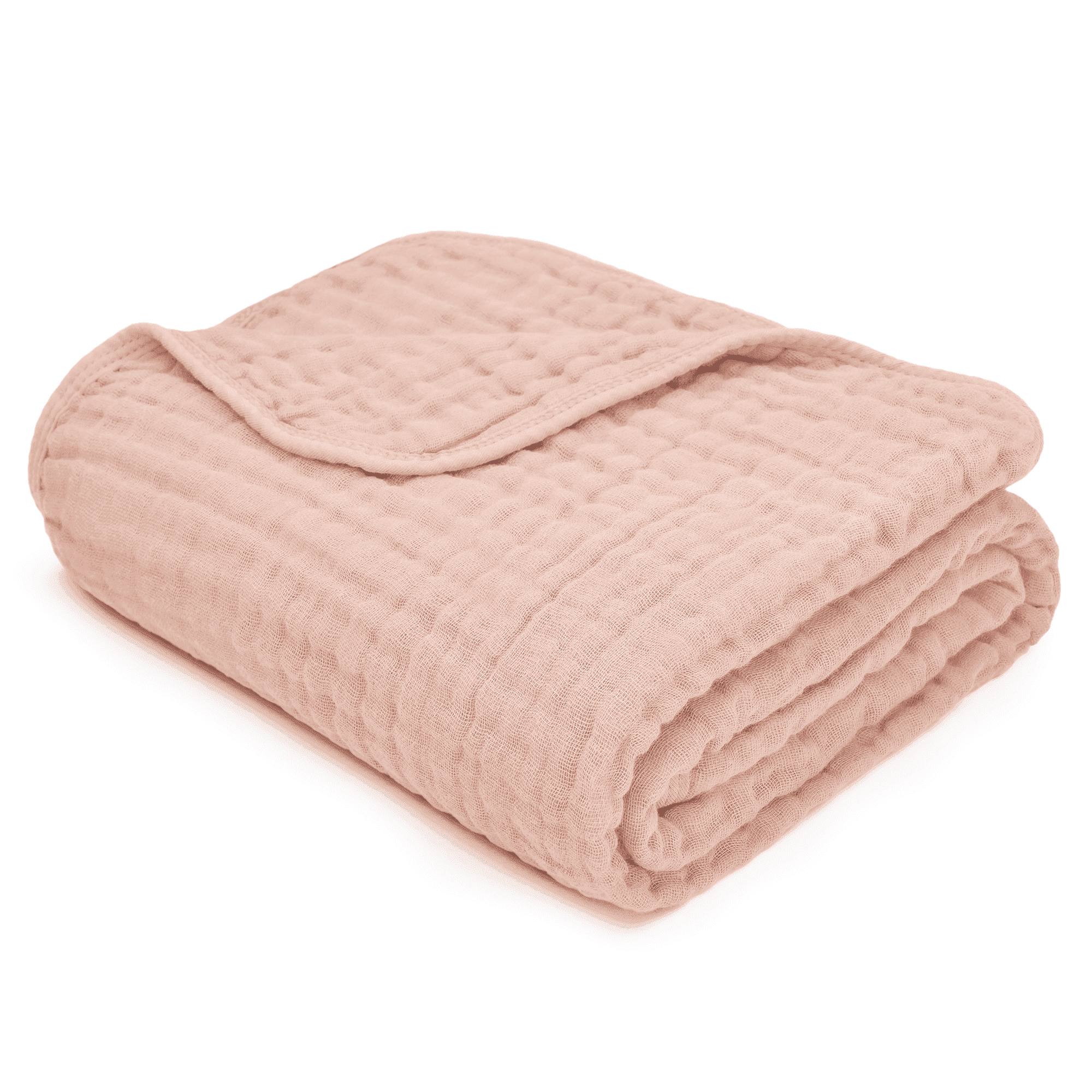 Comfy Cubs Baby Muslin Blanket, Swaddle for Newborns, Large 40” x 40”, 6-Layer (Blush, Baby)