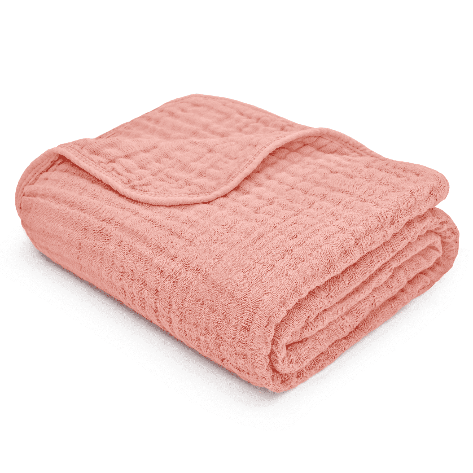 Comfy Cubs Baby Muslin Blanket, Swaddle for Newborns, Large 40” x 40”, 6-Layer (Bold Blush, Baby)