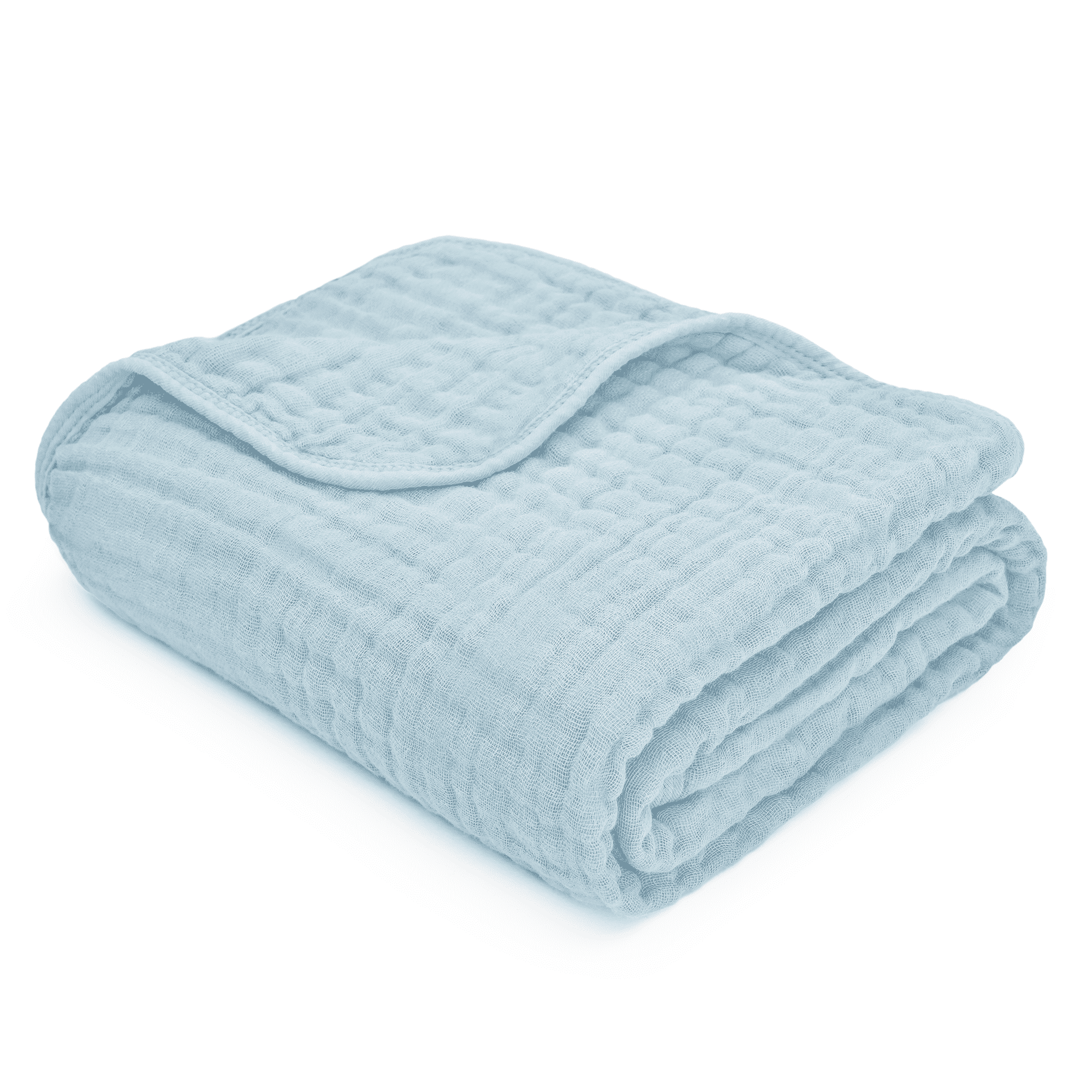Comfy Cubs Baby Muslin Blanket, Swaddle for Newborns, Large 40” x 40”, 6-Layer (Sky Blue, Baby)