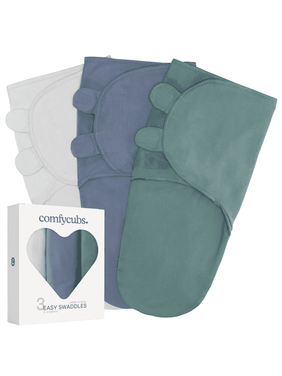 Baby Swaddles, Easy Adjustable 3 Pack for Boys and Girls (Large 3-6 Months, Nomadic Blue, Azul)