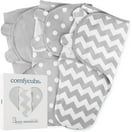 SwaddleMe by Ingenuity Monogram Collection Baby Swaddle, 100% Cotton, 0-3 Months, Pocket Fold Design for Easy Changes, 1.0 TOG, 3-Pack - Born Free