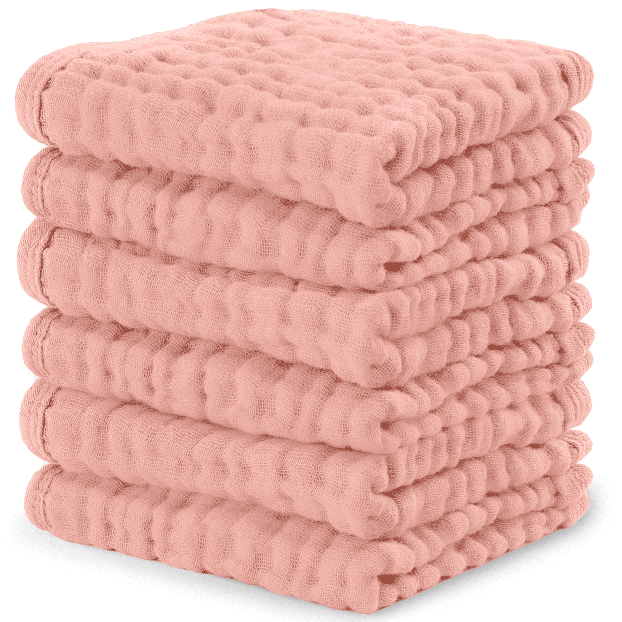 Comfy Cubs Baby Washcloths, Muslin Cotton Baby Towels, Large 10”x10” Wash Cloths (Bold Blush, Pack of 6)