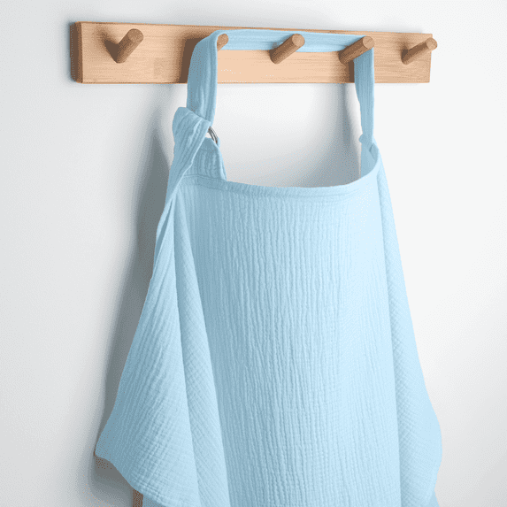 Comfy Cubs Breathable Nursing Cover - 100% Muslin Cotton, with Rigid Hoop, Sky Blue
