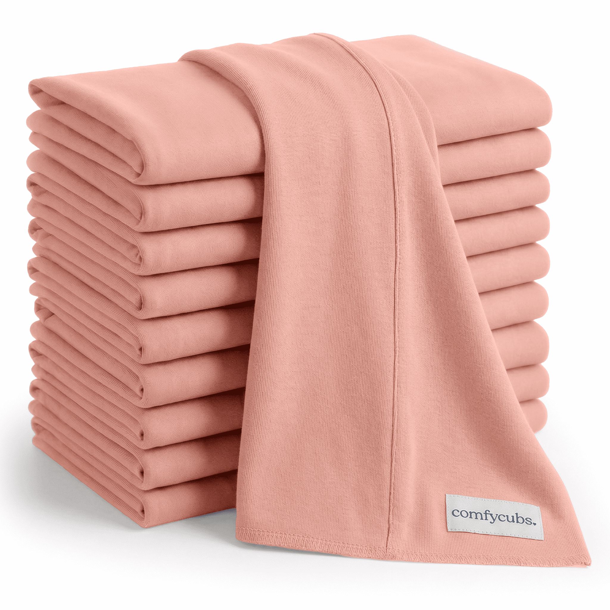 Comfy Cubs 100% Cotton Absorbent Burp Cloths - Large, 10 Pack (Bold Blush)