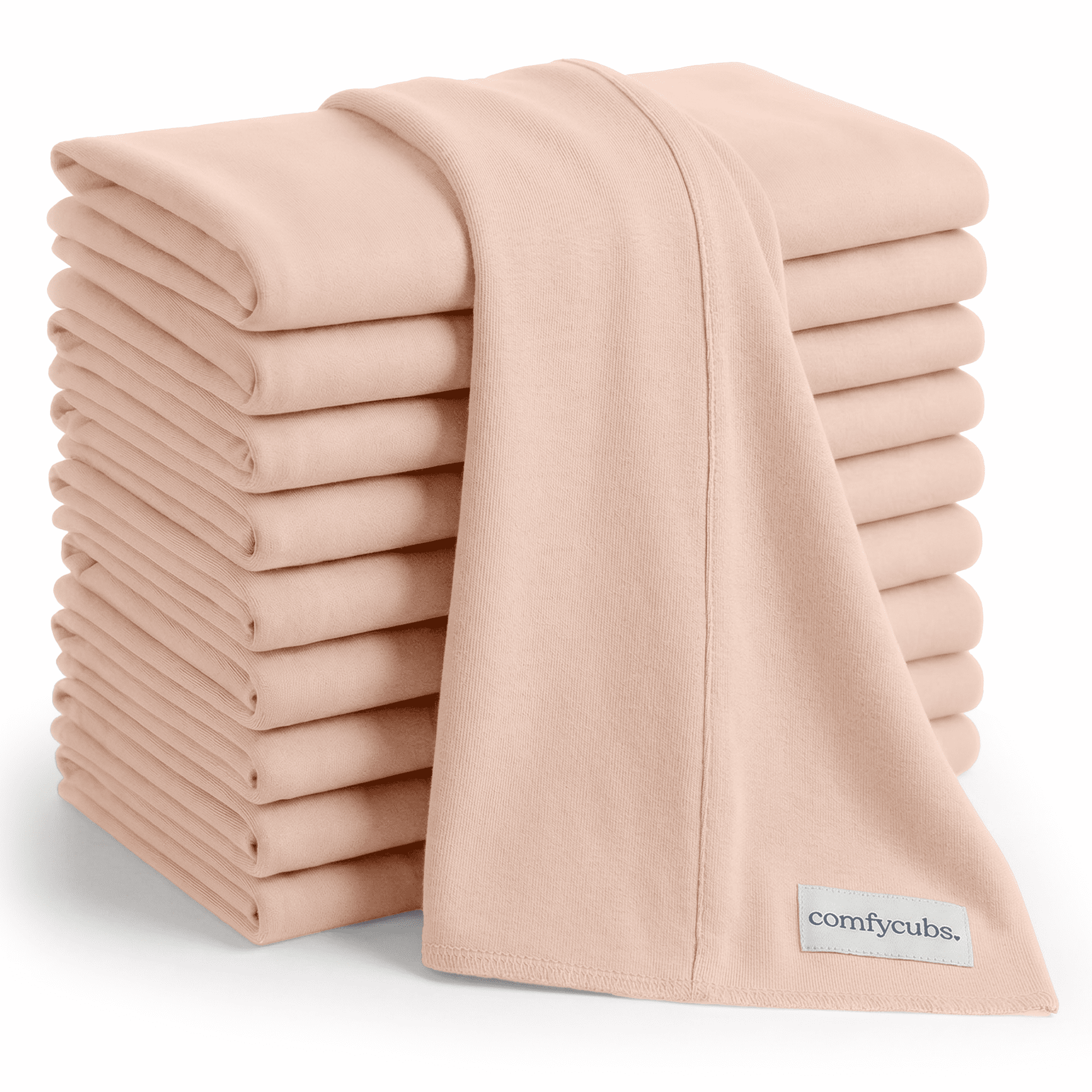 Comfy Cubs 100% Cotton Absorbent Burp Cloths - Large, 10 Pack (Blush)