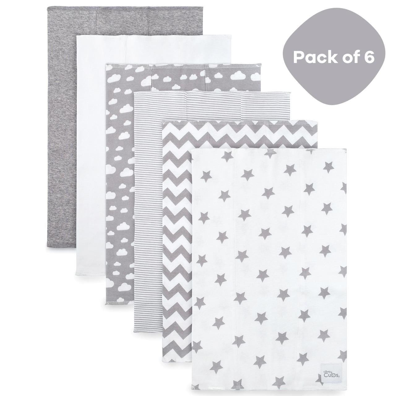 Comfy Cubs Burp Cloths 6 Pack Large 100 Cotton Washcloths Double