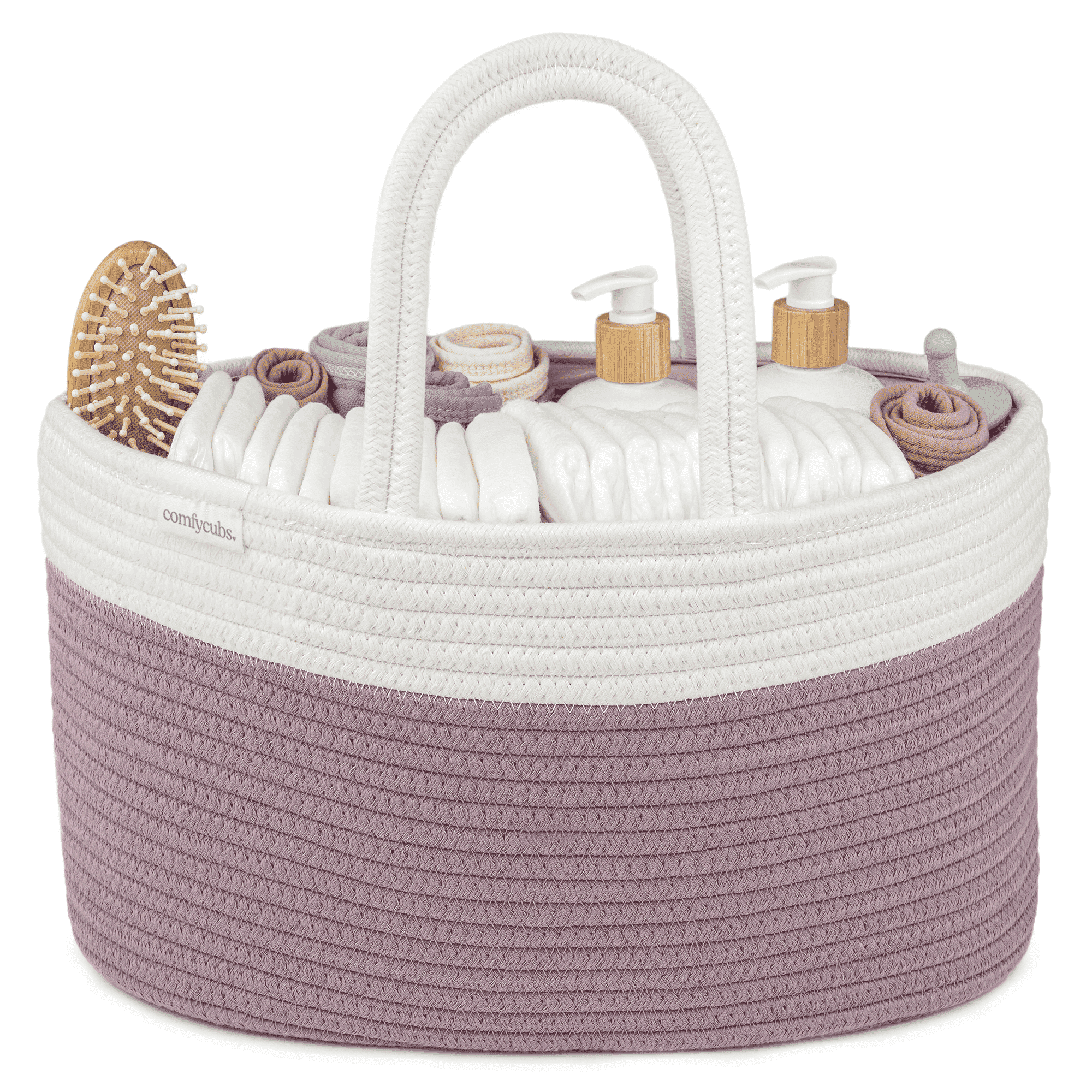 Comfy Cubs Diaper Caddy Organizer for Baby - Large Portable with Dividers for Diapers & Wipes, Mauve