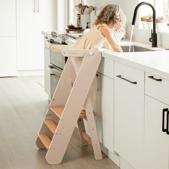 Comfy Cubs Kids Step Stool for Ages 3+, Adjustable Toddler Tower for Sink Access - Blush