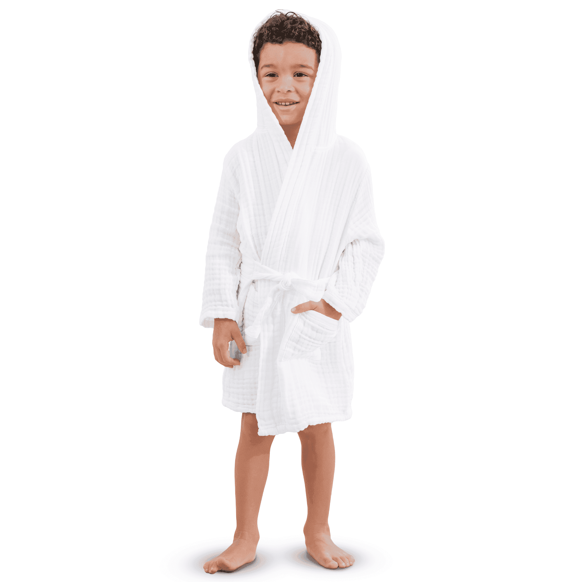 Comfy Cubs Muslin Bath Robe for Kids, (White) 4-5 Years Old - 100% ...