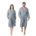 thumbnail image 1 of Comfy Cubs Muslin Bathrobe Small/Medium, (Pacific Blue) - 100% Cotton Robe with 4-Layer Absorbent Fabric, 1 of 7