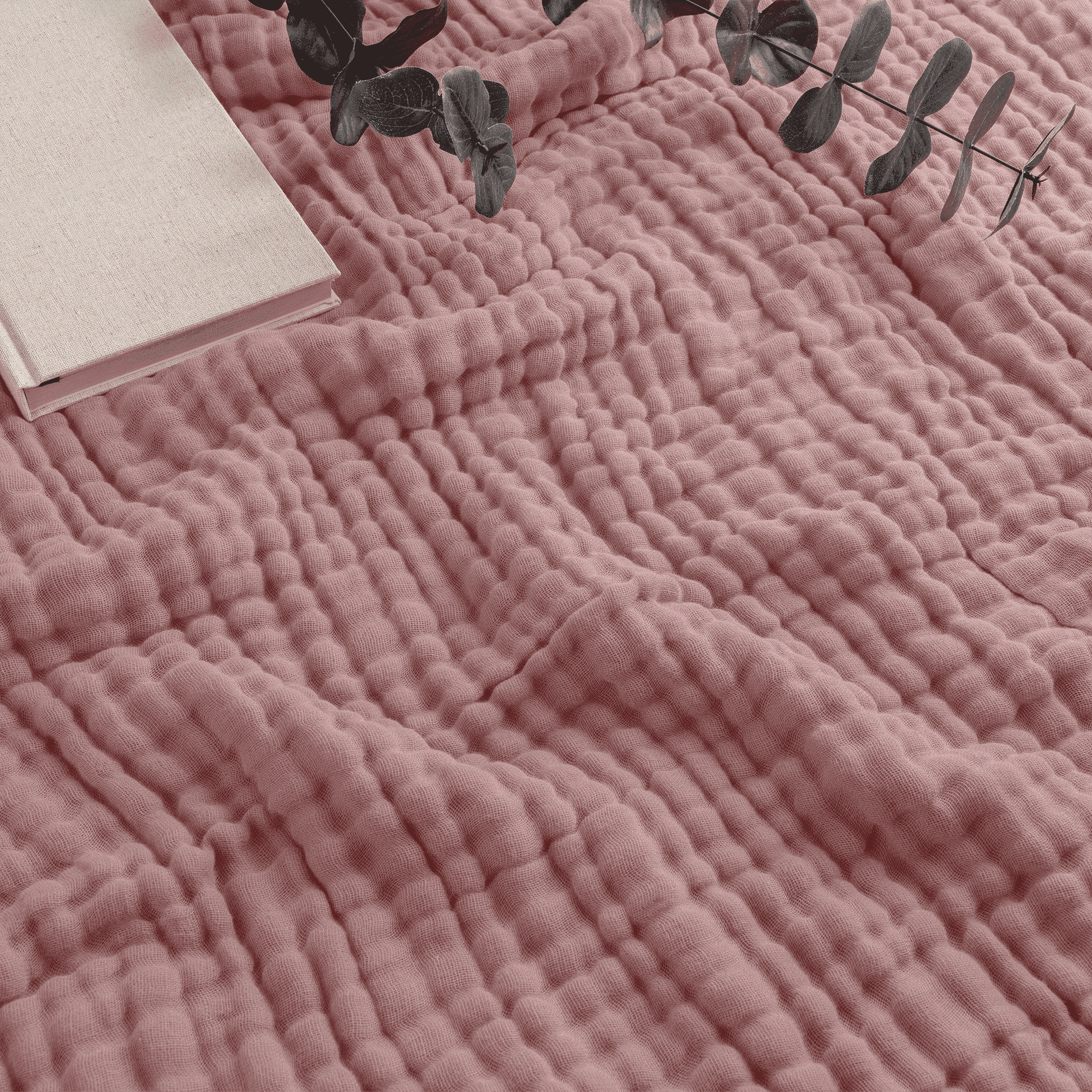 King Mauve Cotton Muslin Throw Blanket, Breathable and Heavyweight